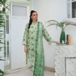 women wear Khaadi Lawn 3 Piece Suit | Colour-Green