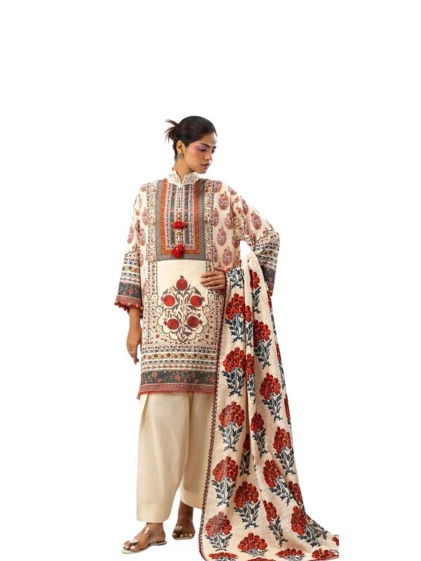 Women wear Asim Jofa Lawn 3 Piece Suit | Colour-Grey Goose