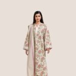 Women wear Beechtree Lawn 3 Piece Suit | Colour-Vanilla
