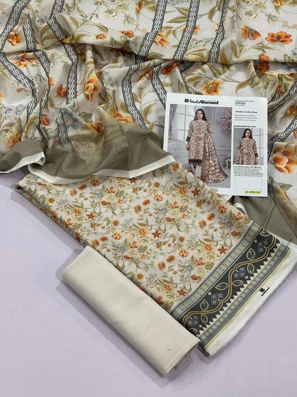 Gul Ahmed Lawn Unstitched 3 Piece Suit | Colour-Grey Goose Gul Ahmed Lawn Unstitched 3 Piece Suit | Colour-Grey Goose