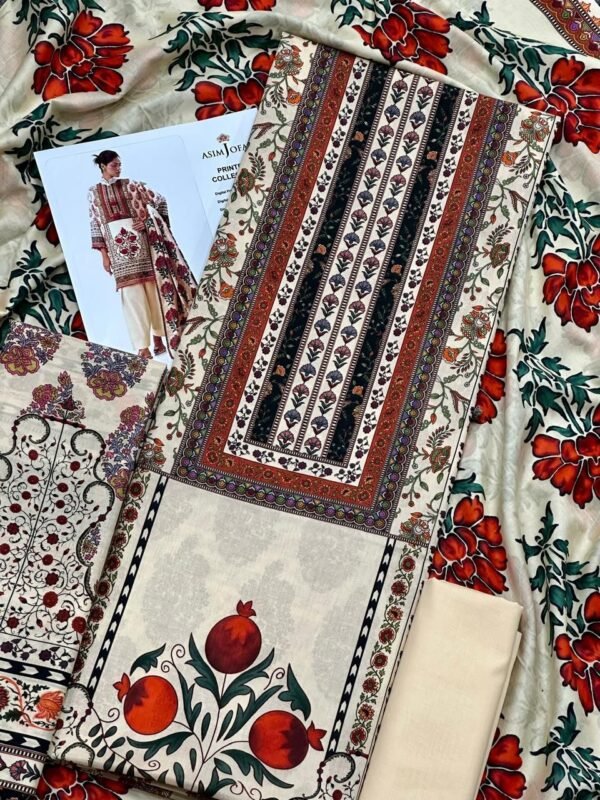 Asim Jofa Lawn Unstitched 3 Piece Suit | Colour-Grey Goose
