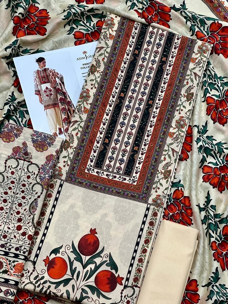 Asim Jofa Lawn Unstitched 3 Piece Suit | Colour-Grey Goose Asim Jofa Lawn Unstitched 3 Piece Suit | Colour-Grey Goose