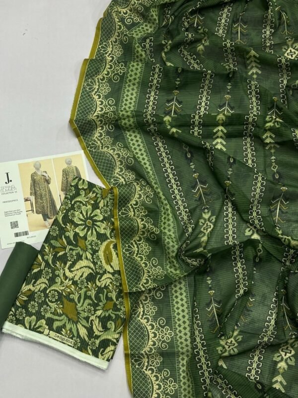 J. Lawn Unstitched 3 Piece Suit | Colour-Green