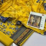 Khaadi Lawn Unstitched 3 Piece Suit | Colour-Dark Gold