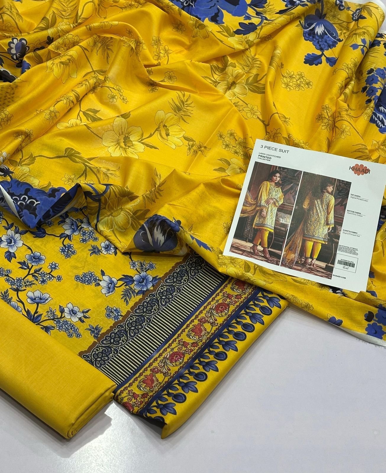 Khaadi Lawn Unstitched 3 Piece Suit | Colour-Dark Gold Khaadi Lawn Unstitched 3 Piece Suit | Colour-Dark Gold