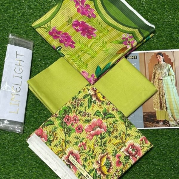 Limelight Lawn Unstitched 3 Piece Suit | Colour-Greenish Tan