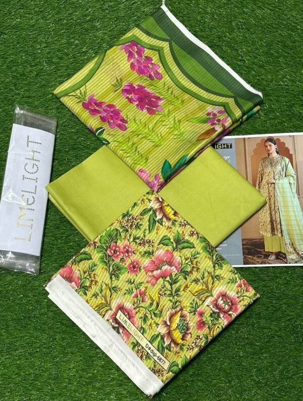 Limelight Lawn Unstitched 3 Piece Suit | Colour-Greenish Tan