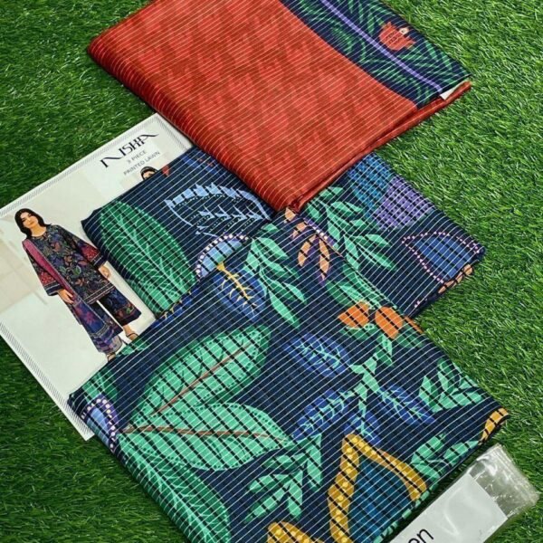 Nishat Lawn Unstitched 3 Piece Suit | Colour-Dark blue Grey