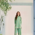 women wear Bint e Naz Lawn 2 Piece Suit | Colour- Blue Hosta