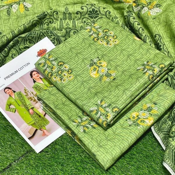 Khaadi Lawn Unstitched 3 Piece Suit | Colour-Greenish TanKhaadi Lawn Unstitched 3 Piece Suit | Colour-Greenish Tan
