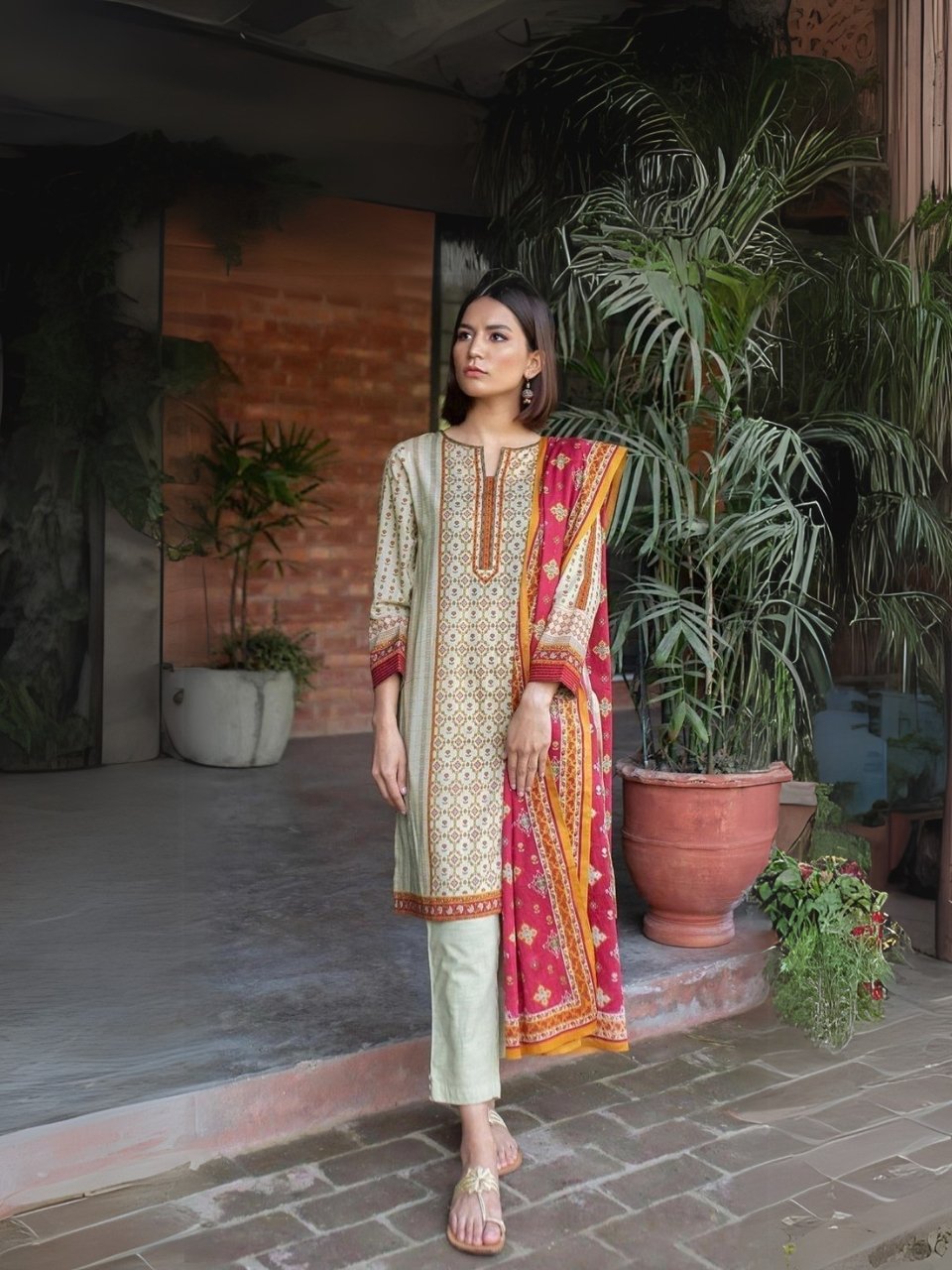 Women wear Zeen Lawn 3 Piece Suit | Colour-Iron Women wear Zeen Lawn 3 Piece Suit | Colour-Iron