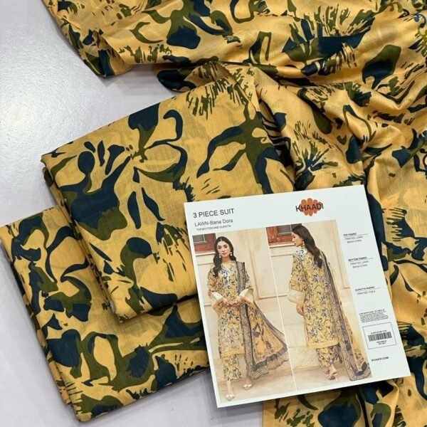 Khaadi Lawn Unstitched 3 Piece Suit | Colour-Yellow