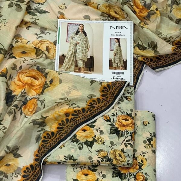 Nishat Lawn Unstitched 3 Piece Suit | Colour- Greenish Grey