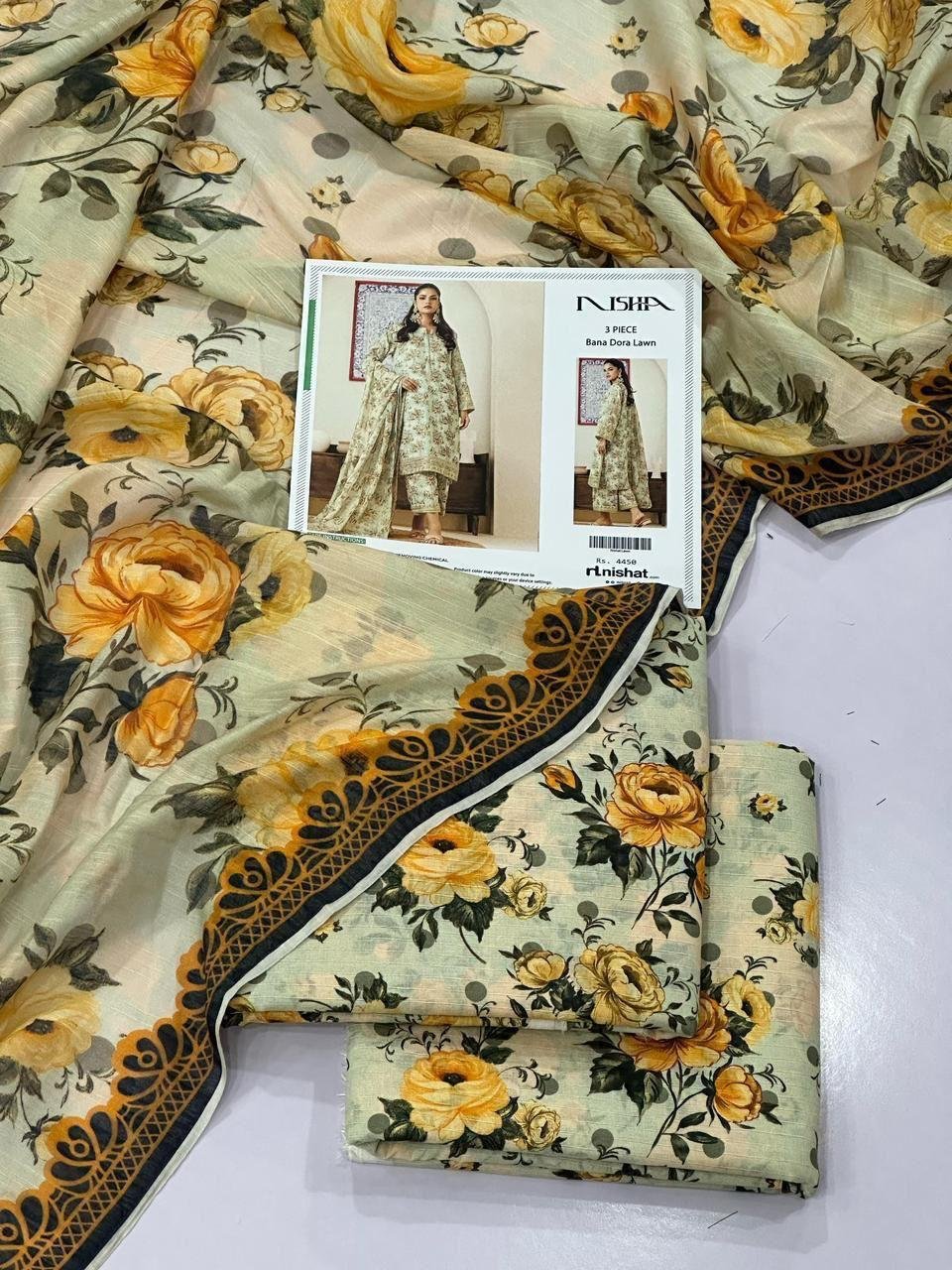 Nishat Lawn Unstitched 3 Piece Suit | Colour- Greenish Grey