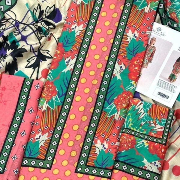 Bint e Naz Lawn Unstitched 2 Piece Suit | Colour-Rose Pink