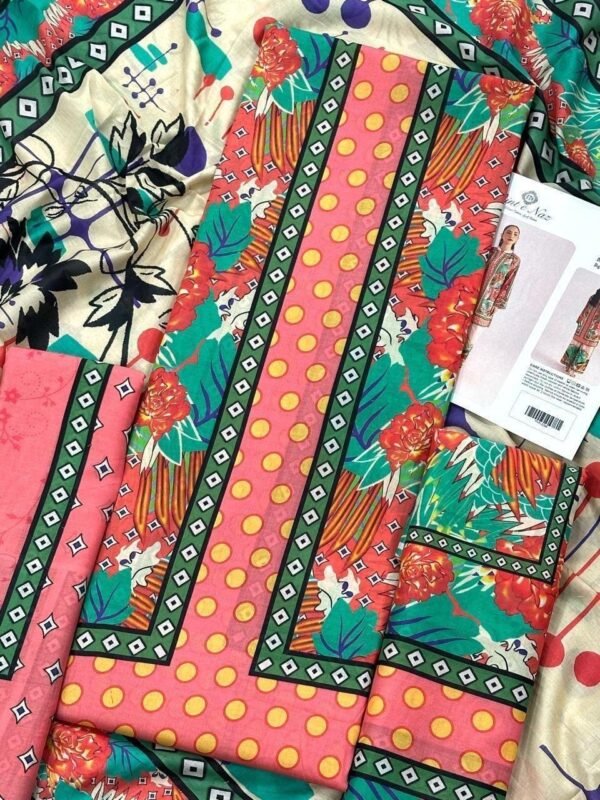 Bint e Naz Lawn Unstitched 2 Piece Suit | Colour-Rose Pink