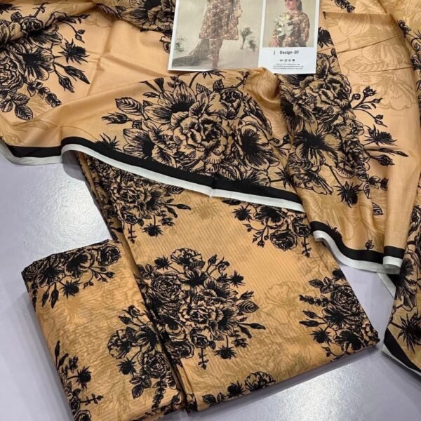 Jazmin Lawn Unstitched 3 Piece Suit | Colour-Light Brown
