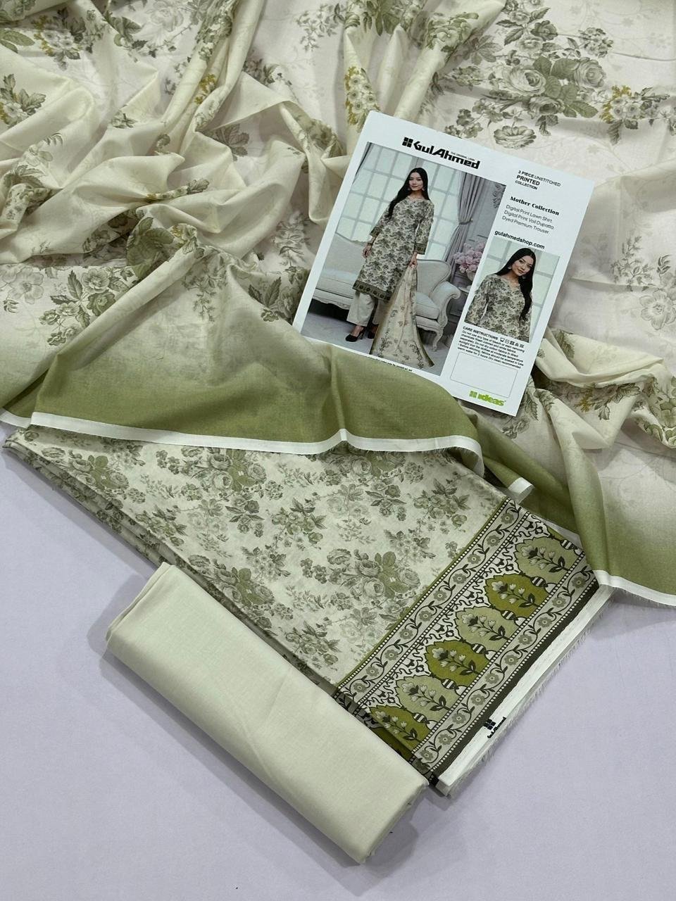 Gul Ahmed Lawn 3 Piece Suit | Colour-Grey Nickel