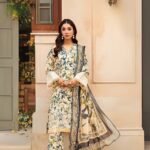 women wear Khaadi Lawn 3 Piece Suit | Colour-Yellow