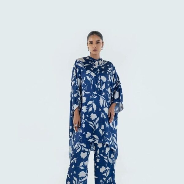 women wear Nishat Lawn 3 Piece Suit | Colour- Nile Blue