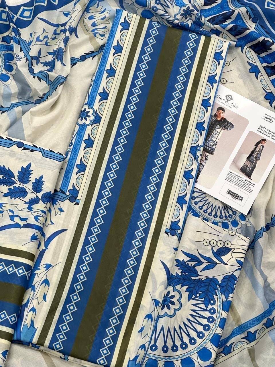 Bint e Naz Lawn Unstitched 2 Piece Suit | Colour-Foggy Grey Bint e Naz Lawn Unstitched 2 Piece Suit | Colour-Foggy Grey