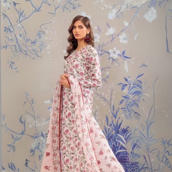 women wear Khaadi Lawn 3 Piece Suit | Colour-Brown