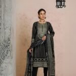 Women wear Zeen Lawn 3 Piece Suit | Colour-Bright Grey