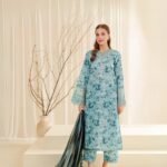 women wear Nishat Lawn 3 Piece Suit | Colour- Ball Blue