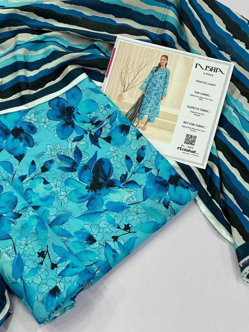 Nishat Lawn Unstitched 3 Piece Suit | Colour- Ball Blue