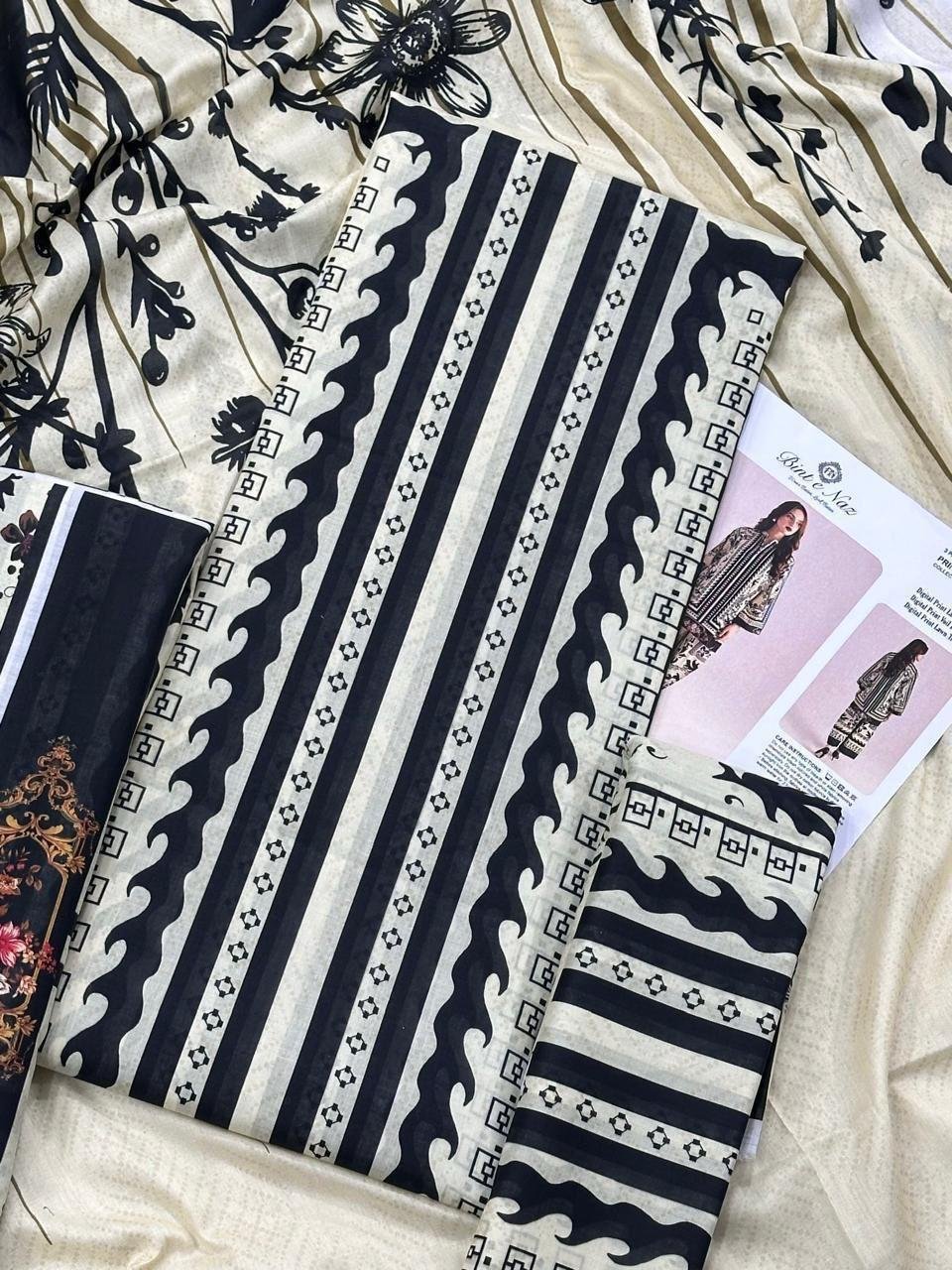 Bint e Naz Lawn Unstitched 2 Piece Suit | Colour- Smoke White Bint e Naz Lawn Unstitched 2 Piece Suit | Colour- Smoke White