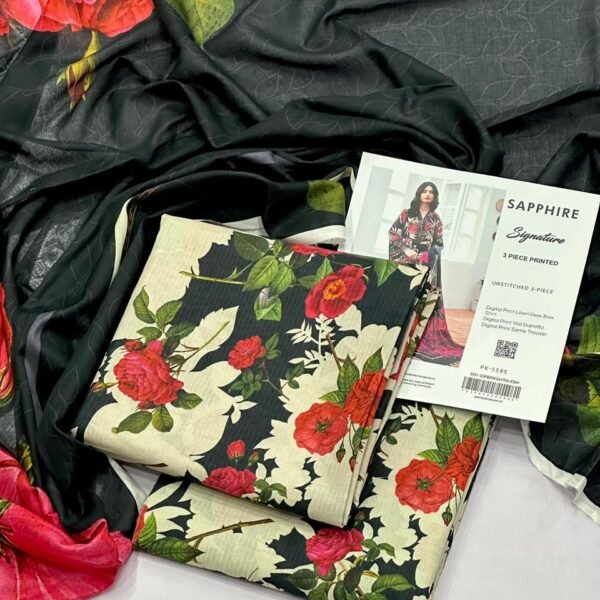 Sapphire Signature Unstitched 3 Piece Digital Print Lawn | Colour-Green Mist
