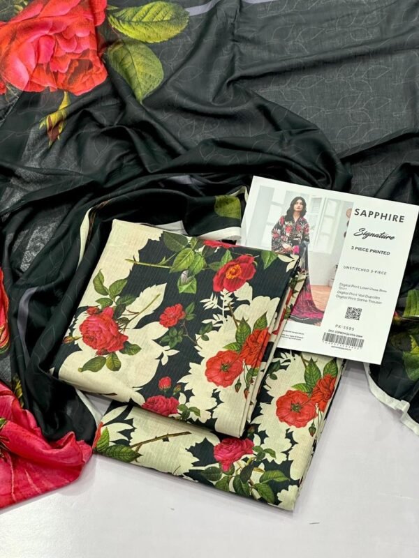 Sapphire Signature Unstitched 3 Piece Digital Print Lawn | Colour-Green Mist