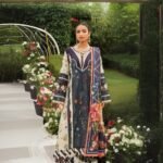 women wear Asifa and Nabeel Lawn 3 Piece Suit | Colour-Blue Jay Suit