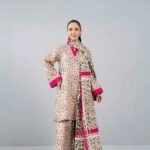 women wear Nishat Lawn 3 Piece Suit | Colour- Pinkish Grey