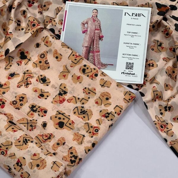 Nishat Lawn Unstitched 3 Piece Suit | Colour- Pinkish Grey