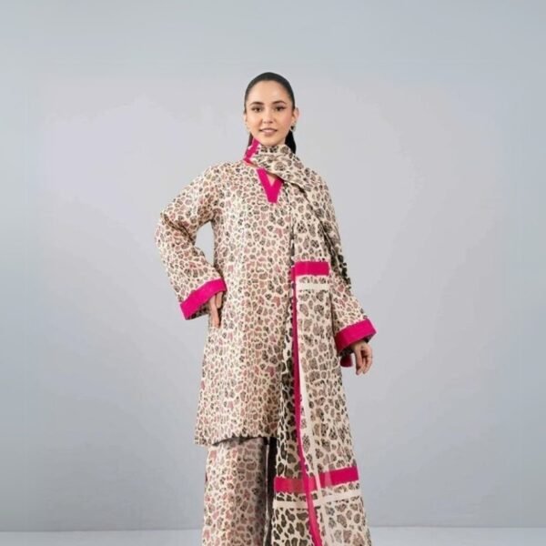 women wear Nishat Lawn 3 Piece Suit | Colour- Pinkish Grey