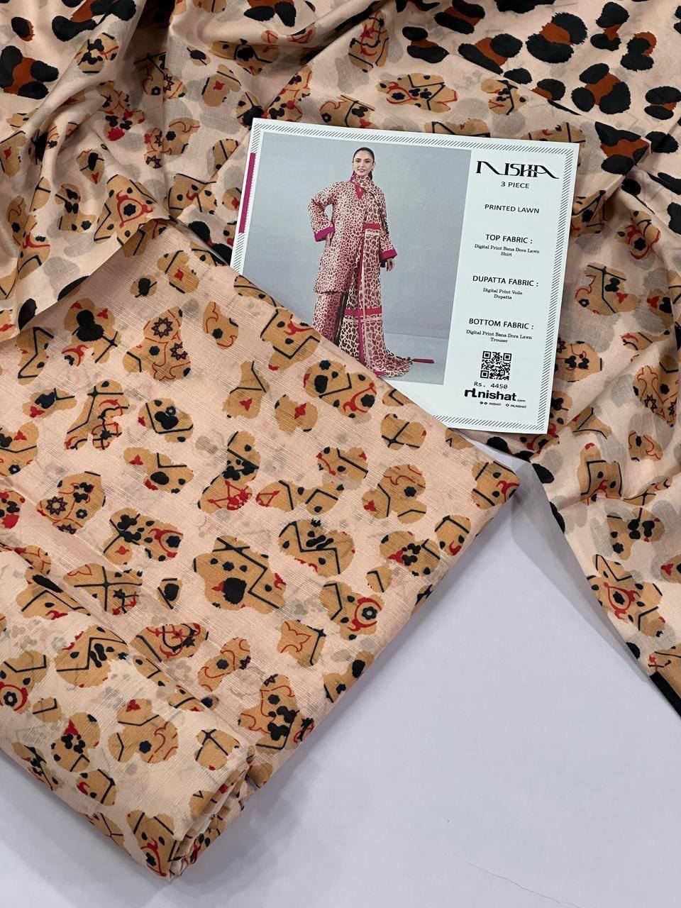 Nishat Lawn Unstitched 3 Piece Suit | Colour- Pinkish Grey