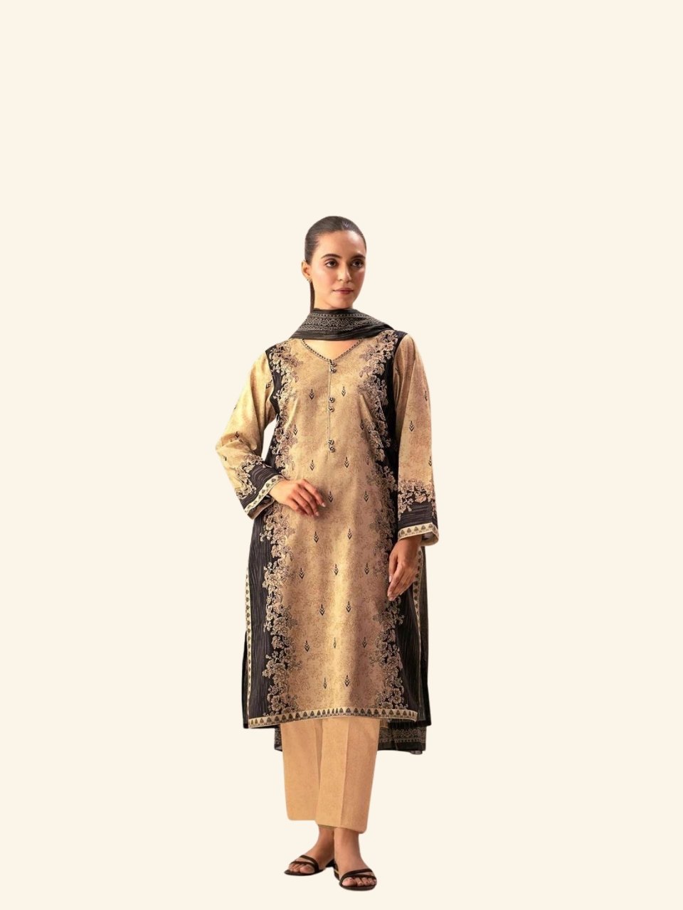 Women wear Zeen Lawn 3 Piece Suit | Colour-Peach Puff Women wear Zeen Lawn 3 Piece Suit | Colour-Peach Puff