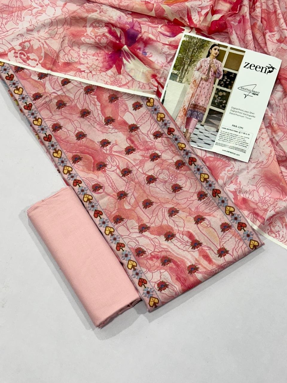 Zeen Lawn Unstitched 3 Piece Suit | Colour-Pink Zeen Lawn Unstitched 3 Piece Suit | Colour-Pink