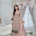 Women Wear Lawn 3 Piece Suit | Colour-Pinkish Grey