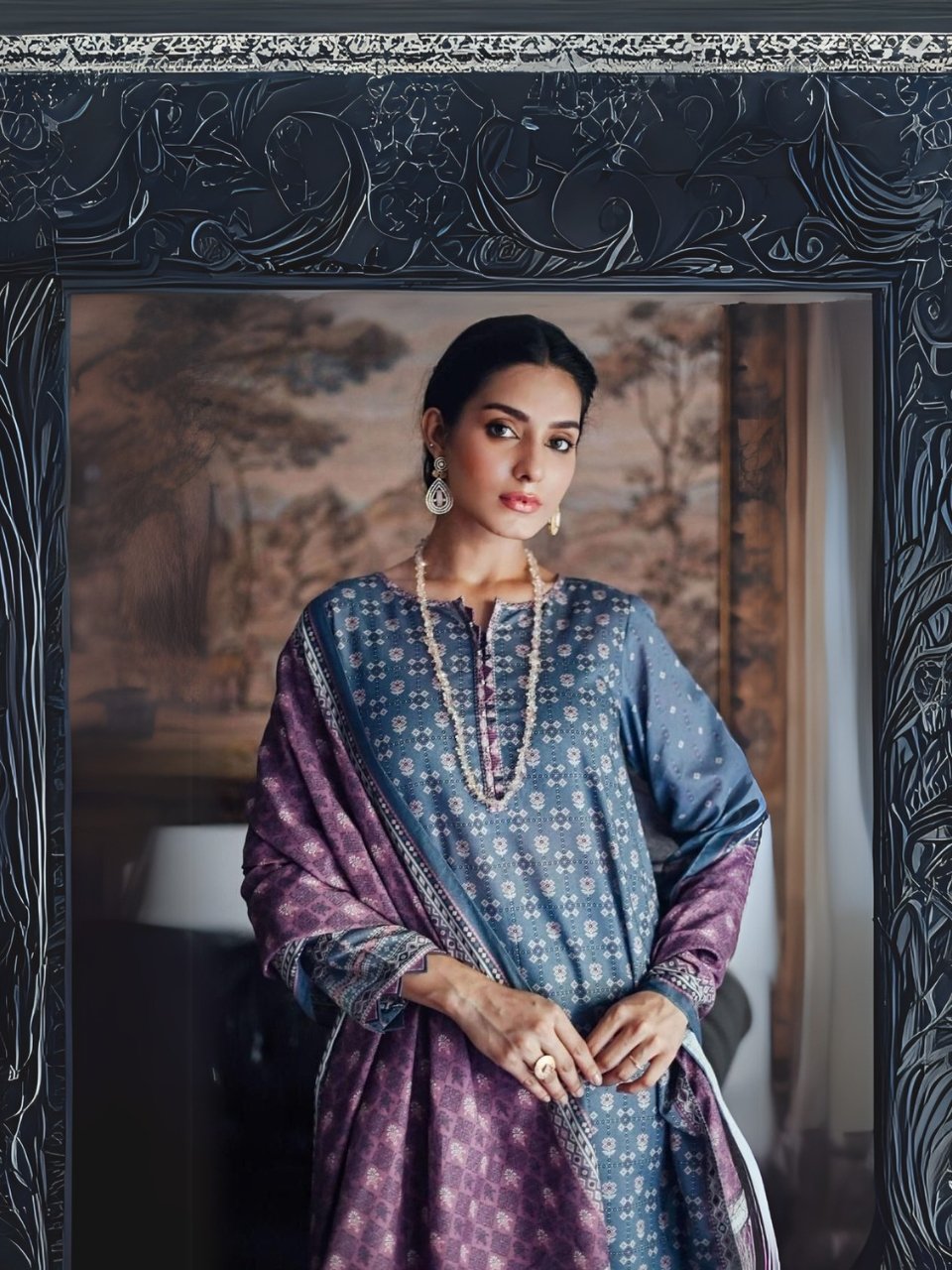 Women wear Zeen Lawn 3 Piece Suit | Colour-Blue Jay Women wear Zeen Lawn 3 Piece Suit | Colour-Blue Jay