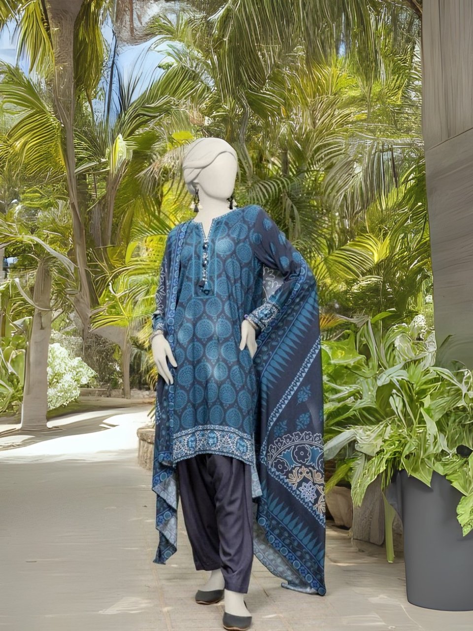 Women wear J. Lawn 3 Piece Suit | Colour-Blue Charcoal Women wear J. Lawn 3 Piece Suit | Colour-Blue Charcoal