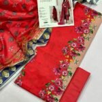 Farasha Lawn Unstitched 3 Piece Suit | Colour-Red