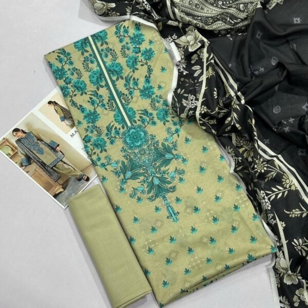 Maria B Lawn Unstitched 3 Piece Suit | Colour-Green Smoke