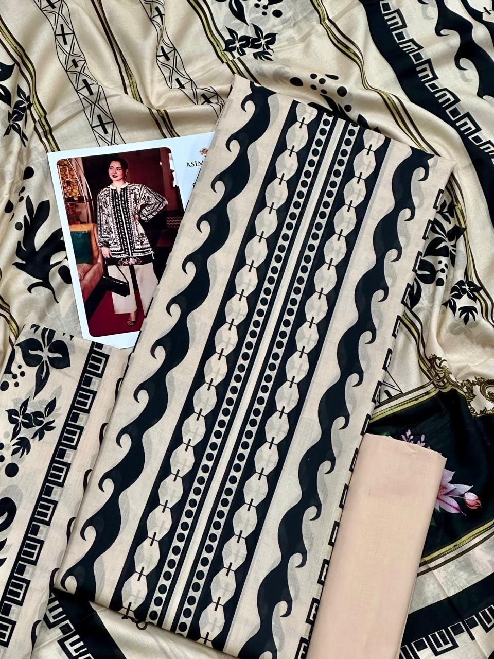 Asim Jofa Lawn Unstitched 3 Piece Suit | Colour-Silver