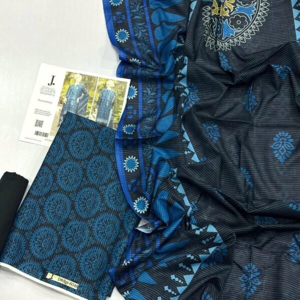 J. Lawn Unstitched 3 Piece Suit | Colour-Blue Charcoal