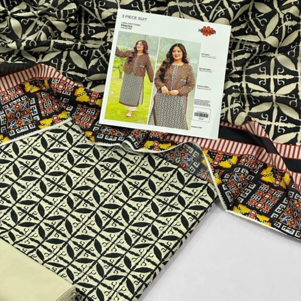 Khaadi Lawn Unstitched 3 Piece Suit | Colour-Greenish Olive