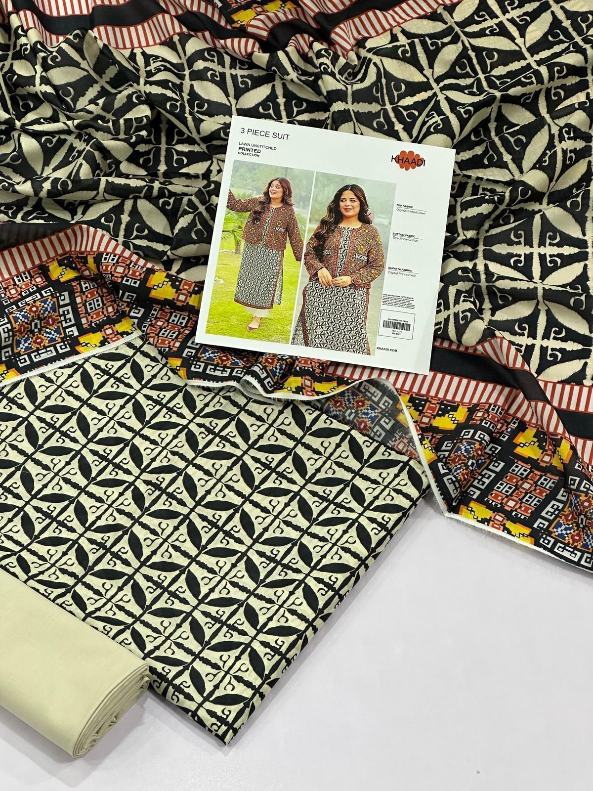 Khaadi Lawn Unstitched 3 Piece Suit | Colour-Greenish Olive Khaadi Lawn Unstitched 3 Piece Suit | Colour-Greenish Olive