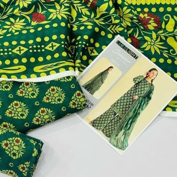 Limelight Summer Unstitched Lawn 3 Piece Suit | Colour-Dark Blue Green