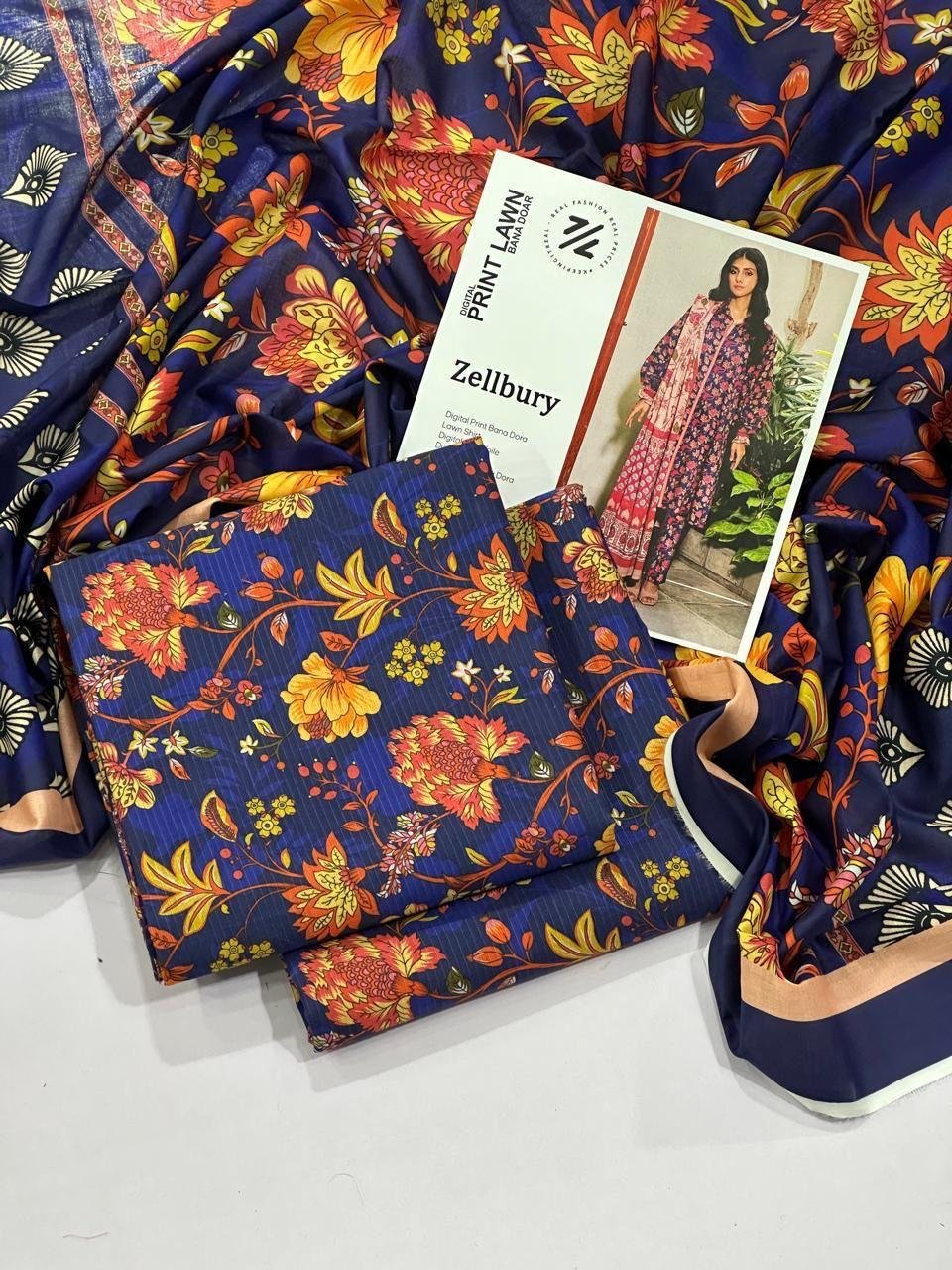 Zellbury Lawn Unstitched 3 Piece Suit | Colour- Blueberry Zellbury Lawn Unstitched 3 Piece Suit | Colour- Blueberry